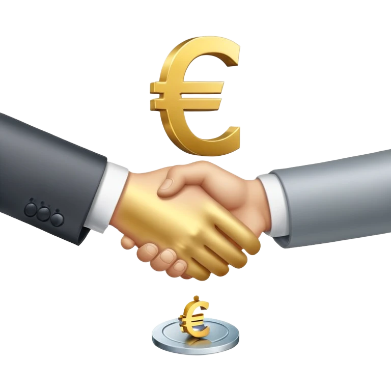 Jobcenter symbol with euro sign and handshake emoji