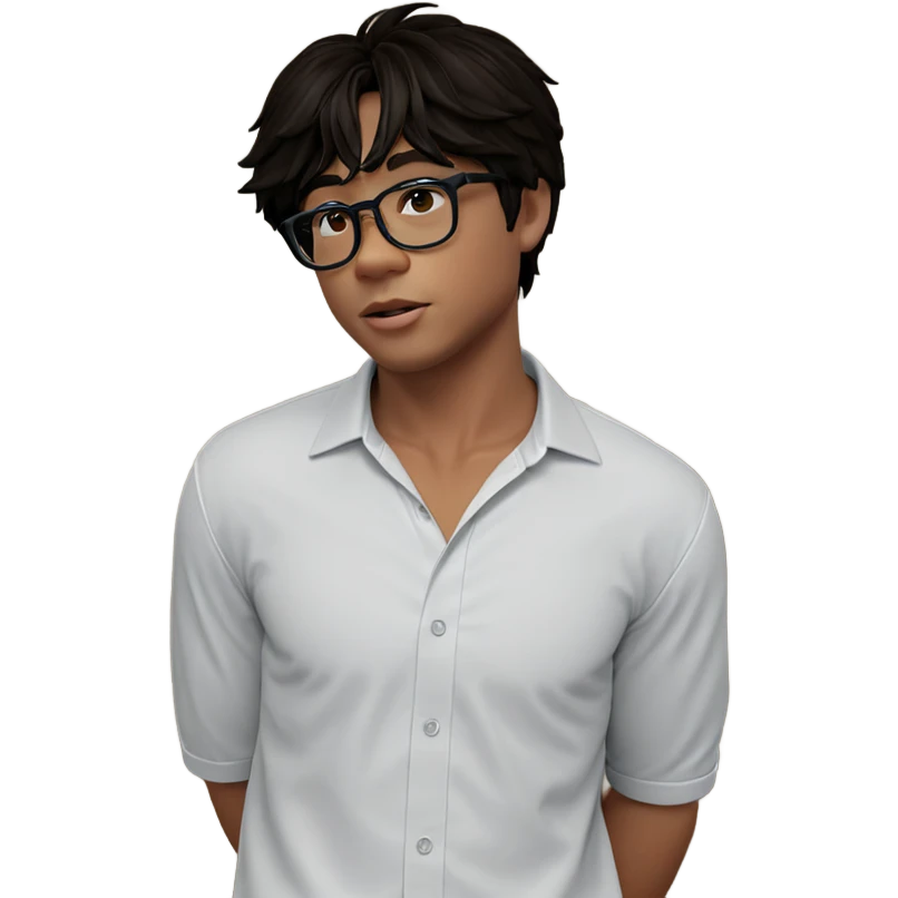male in white shirt indoors emoji