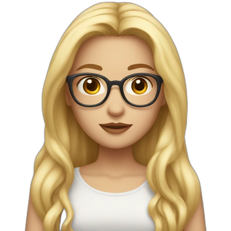 Generate Melissande, she is a girl with long blond hair, square glasses and brown eyes emoji