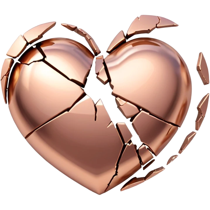 Rose gold heart with a cracked broken design emoji