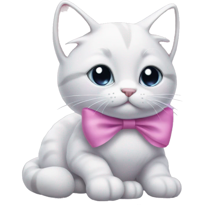 A lilac cat with a pink bow emoji