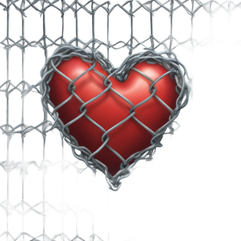 A heart encircled by chain link fence topped with razor wire  emoji