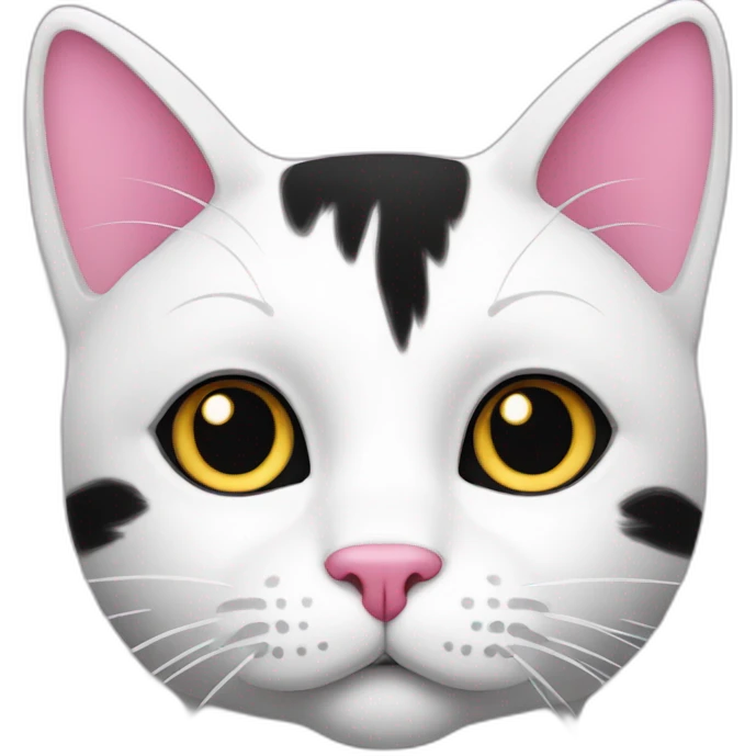white and black cat with pink ears and nose emoji