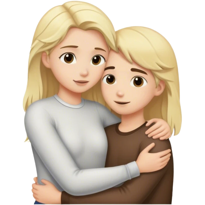 Blonde girl hug brunette boy emoji