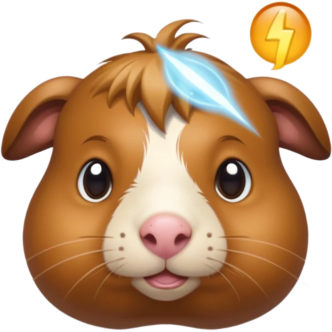 almighty guinea pig god with a mole on the left cheek, glowing aura, emoji style emoji
