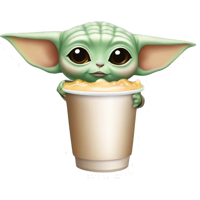Baby yoda drinking Bubbletea emoji
