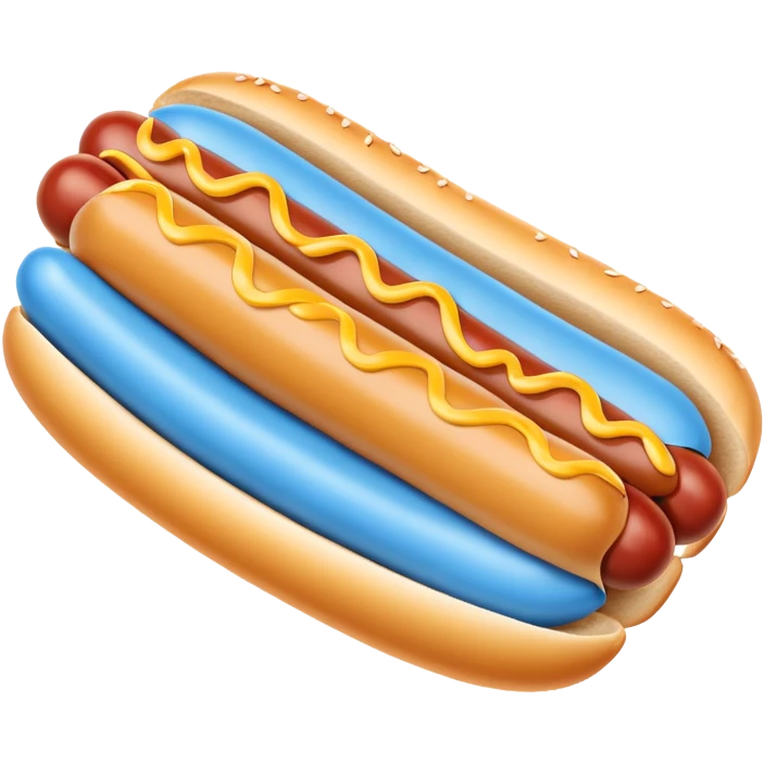 A ligth blue hotdog with dark blue mustard  emoji