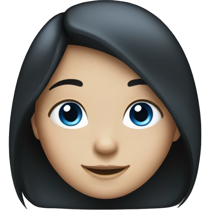 Smiling girl with long black hair and blue eyes emoji