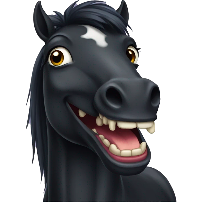 Black horse with fangs emoji