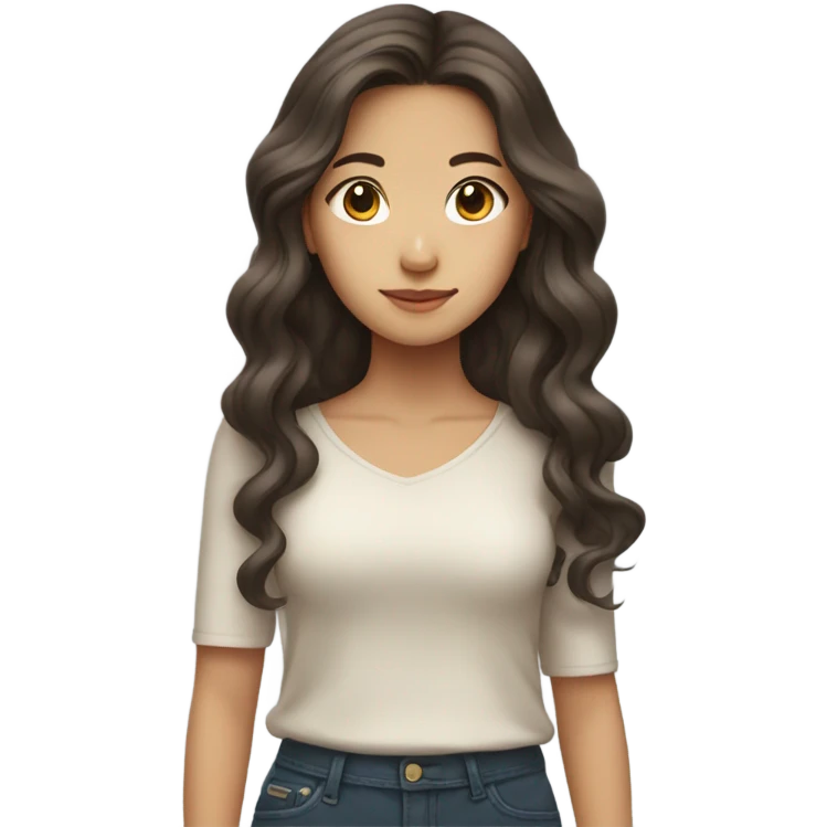 asian girl with long brown medium curled  hair emoji