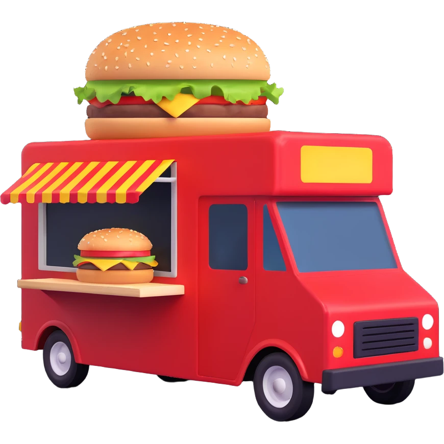 generate me a 3D hamburger food truck emoji