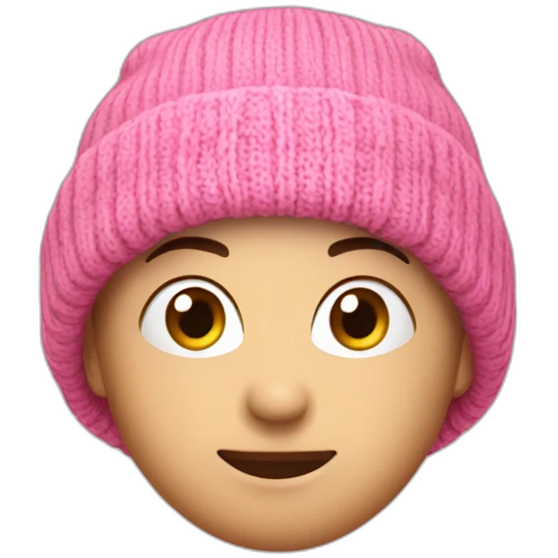 Pink beanie off head no frill on top emoji