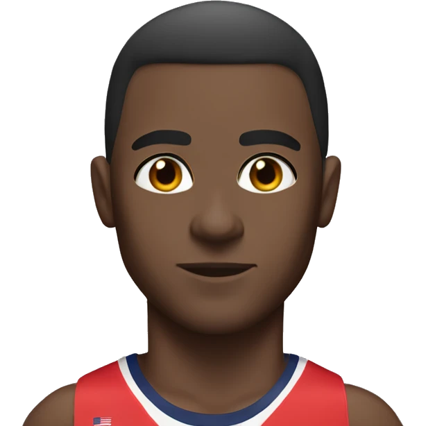 Track and field 400 meters male with darkbrown hair wearing USA track outfit emoji