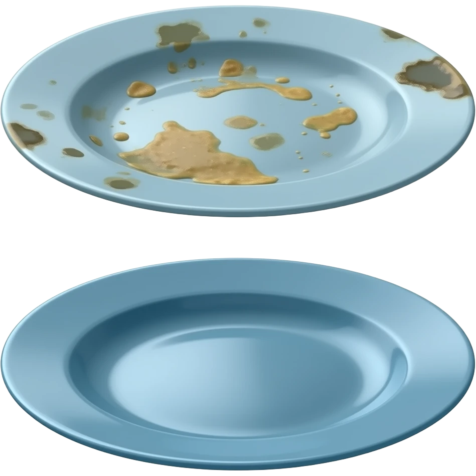 dirty blue dish and clean blue dish emoji