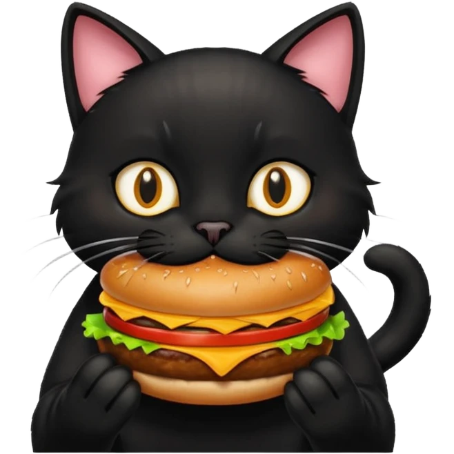 Black cat eating hamburger  emoji
