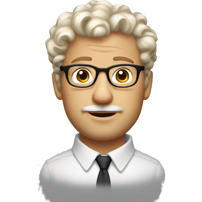 A polish white dude with rectamble glasses and short brown curly hair emoji