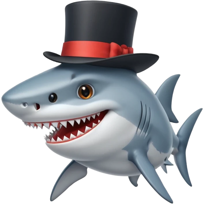 smiling shark in a top hat emoji