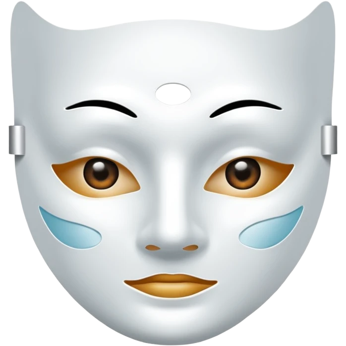 a sheet of white mask pack for face skincare beauty, transpalent holes at eyes and mouth, no real eyes and mouth emoji