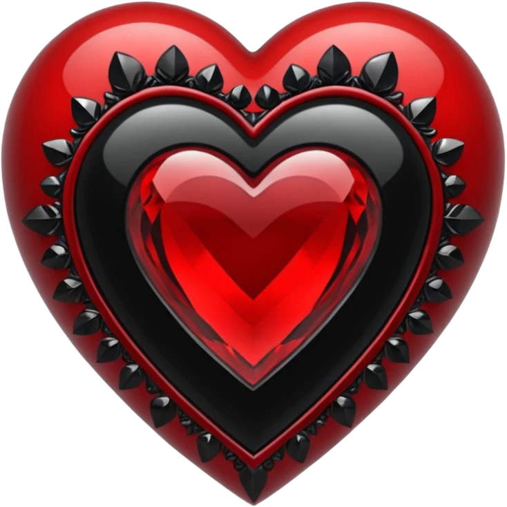 Black and red gothic crystal heart emoji