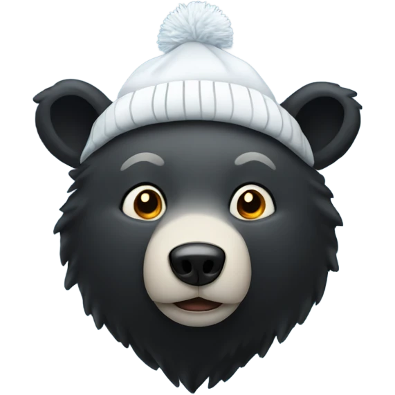 Cold black bear in a snow hat emoji