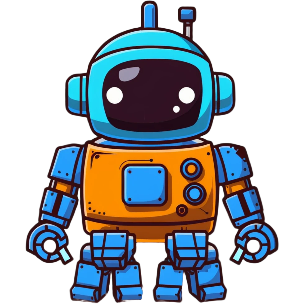 Rusted scavenger robot with patchwork body plates emoji