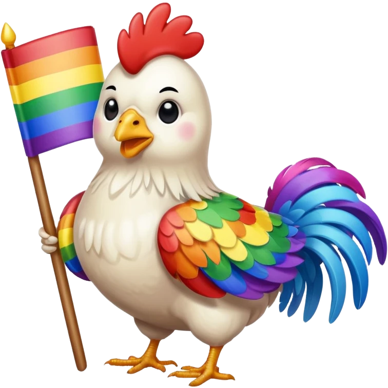 chicken with pride flag emoji