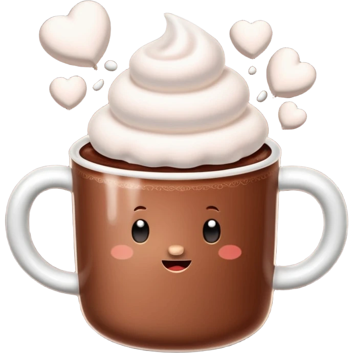 cup of hot cocoa with some marshmallow emoji