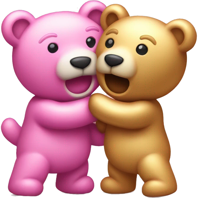 pink and gold teddy bears fighting emoji
