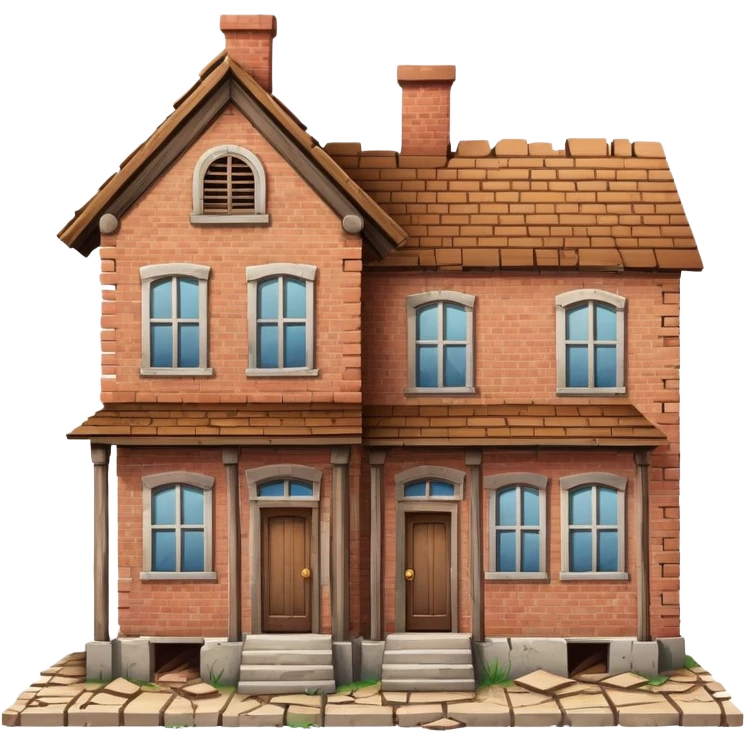 a house and a derelict house side by side emoji