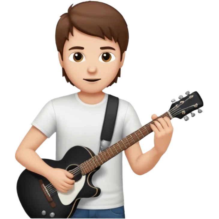 white Guy with brown hair playing a black coloured guitar emoji