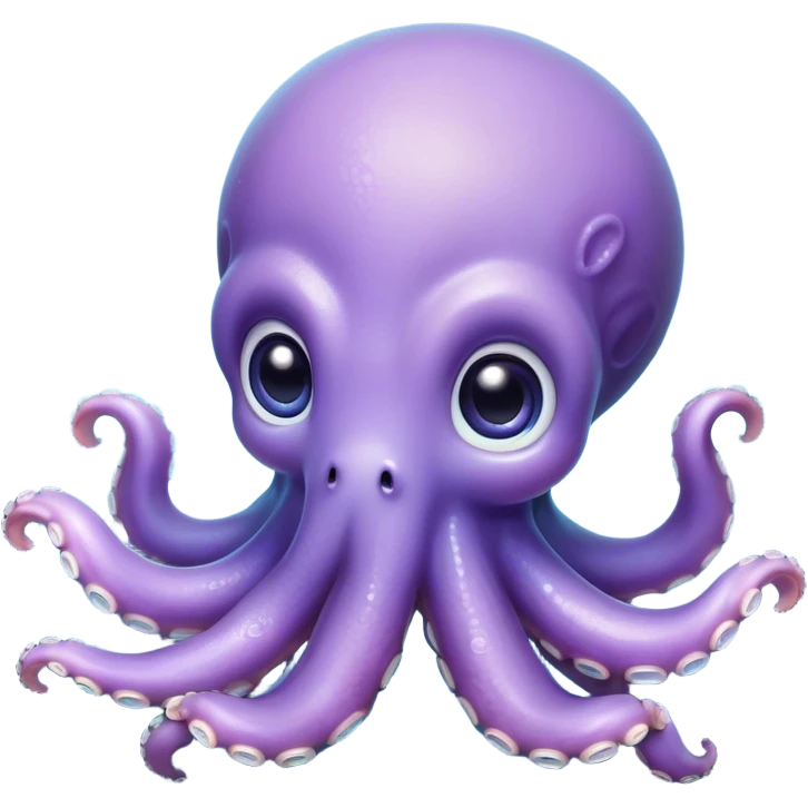 Cinematic Cute Shy Baby Octopus Portrait Emoji, Tentacles tucked slightly inward in an adorably bashful pose, featuring a softly glowing, round light blue-purple body with enormous, soulful eyes peering out timidly, Simplified yet irresistibly adorable features, highly detailed, glowing with a delicate, soothing marine radiance, high shine, quiet yet expressive, stylized with an air of gentle mystery, soft glowing outline, capturing the essence of a tiny, shy deep-sea creature that seems as if it could slowly peek out and explore the world with cautious curiosity! emoji