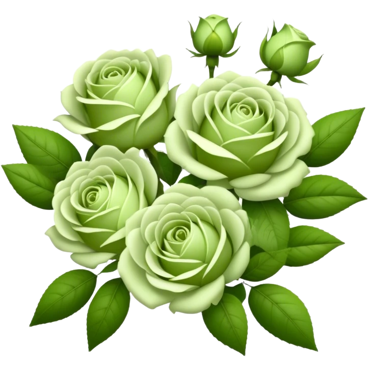 big bouquet Soft Green Tea Rose flower and bud, luxuriant, leaf, bud emoji