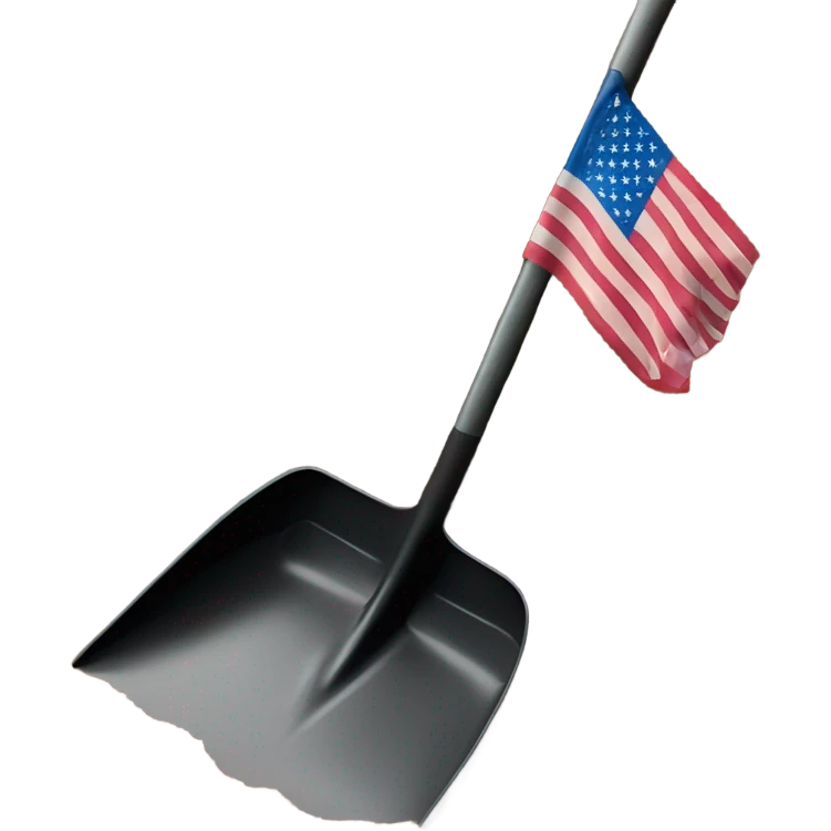 American Flag attached to one black shovel in the ground   emoji