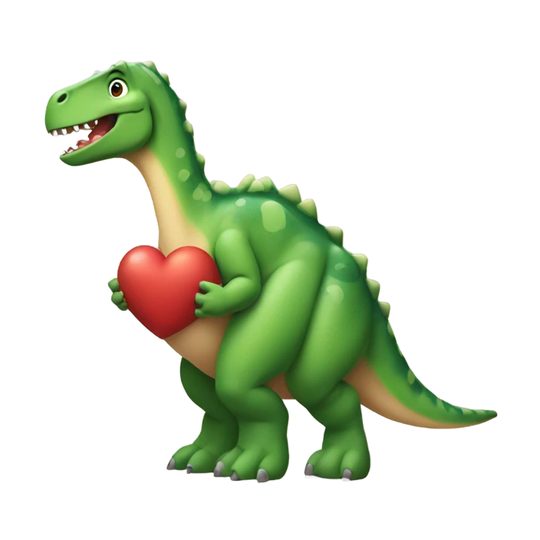 Dinosaur holding a heart emoji