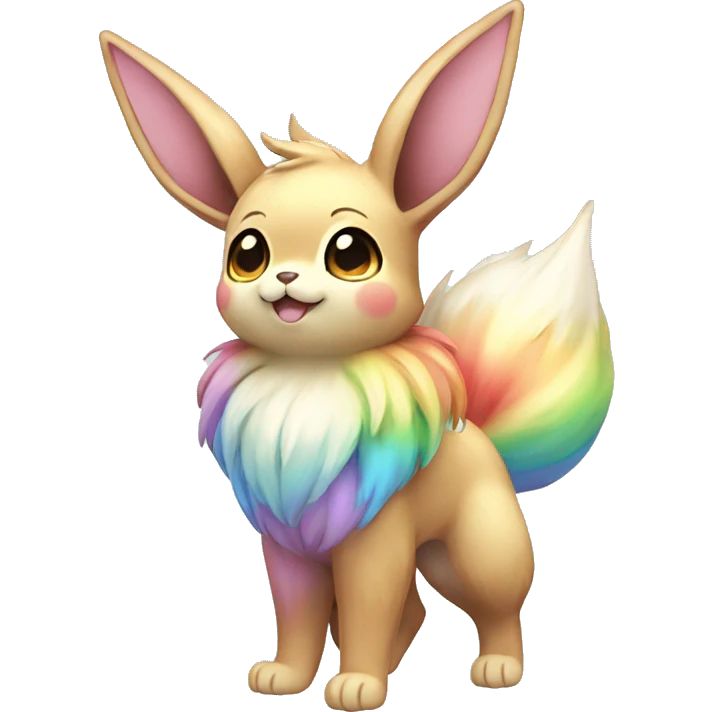 Kawaii Shiny Pastel Rainbow Eevee Full Body emoji