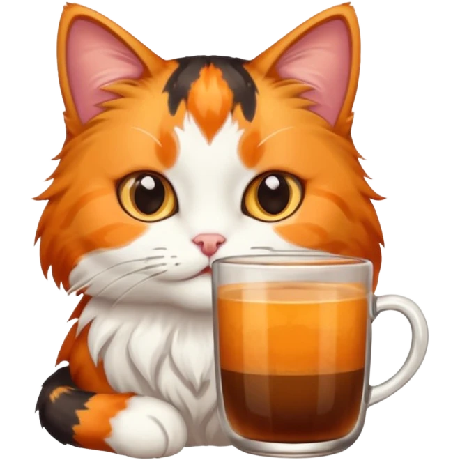 calico cat drinking chai emoji