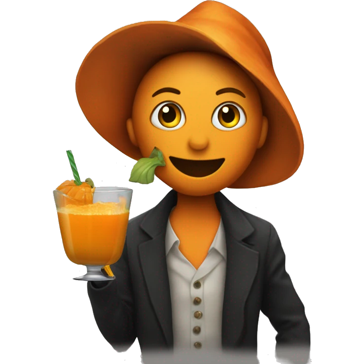 Person with Pumpkin head drinking cocktail on Kathryn Avenue emoji