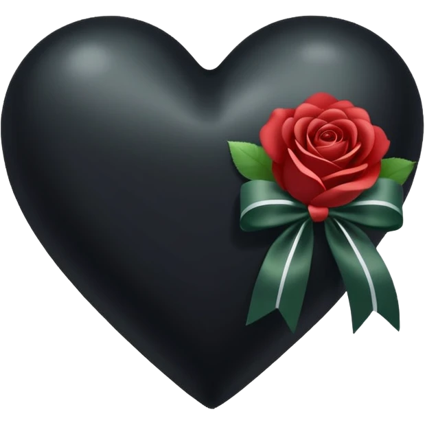 Black heart with white rose bow  emoji