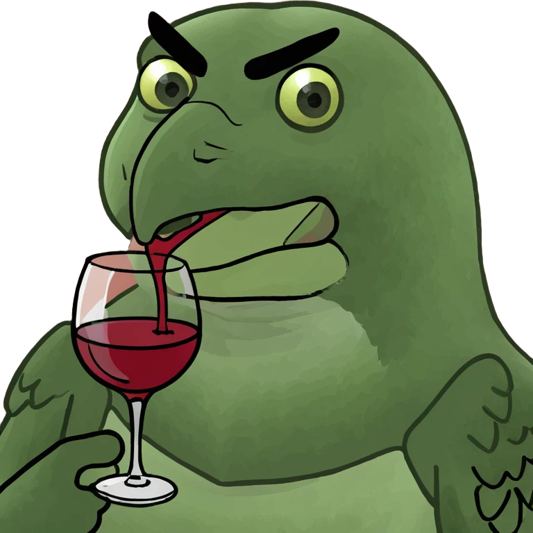 Eagle bird with the word Thirsty Thorpies drinking wine  emoji