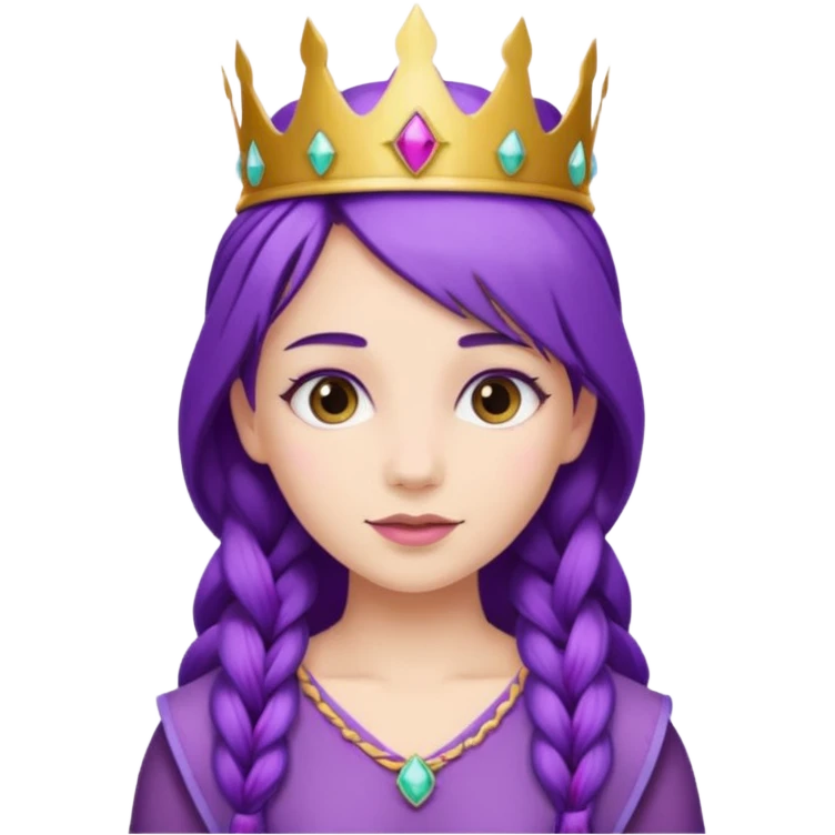 Princesses with Purple Hair with Long Purple Braid emoji
