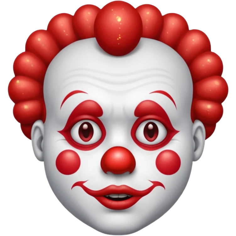 red glitter clown with the sad facial expression emoji