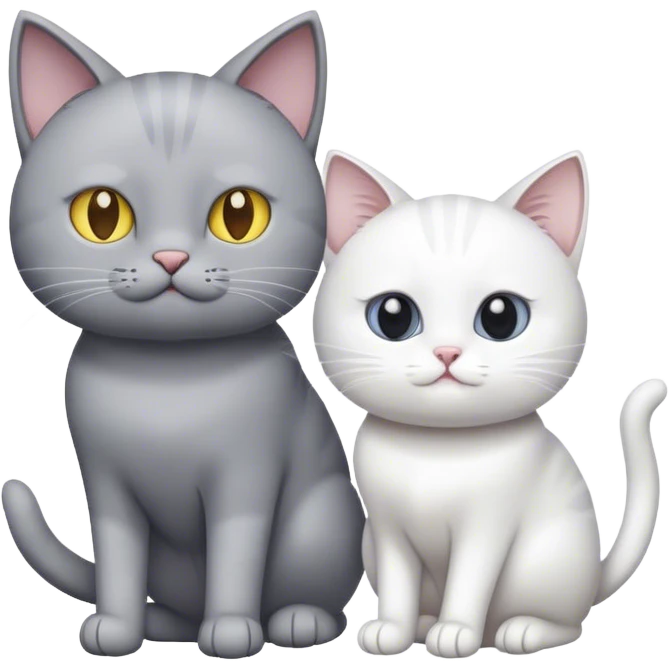 A grey cat and a white cat emoji