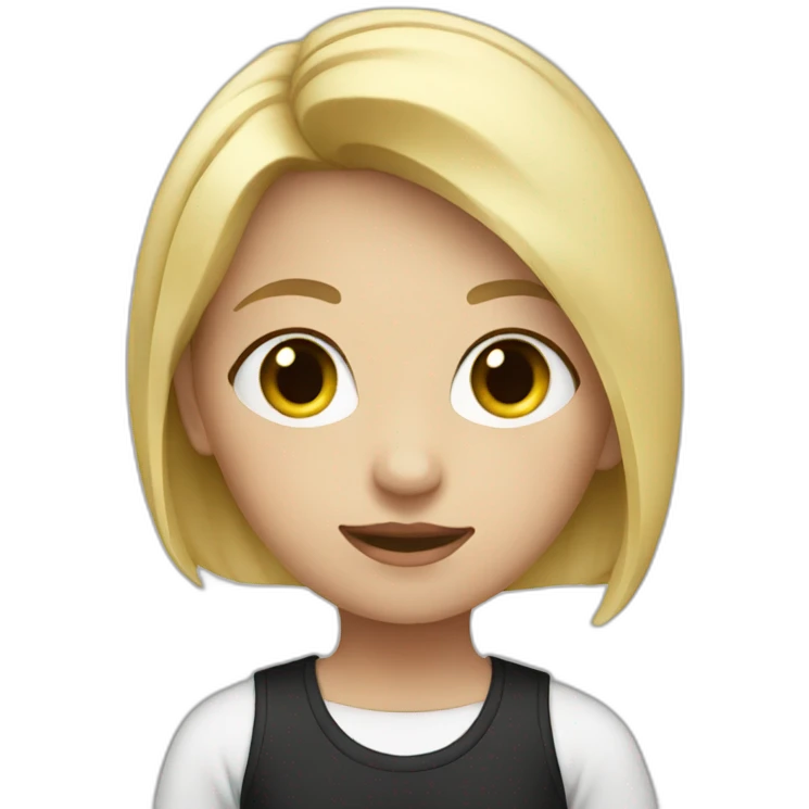 Girl with blonde hair and a black and white shirt on emoji