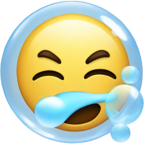Emoji blowing a bubble emoji