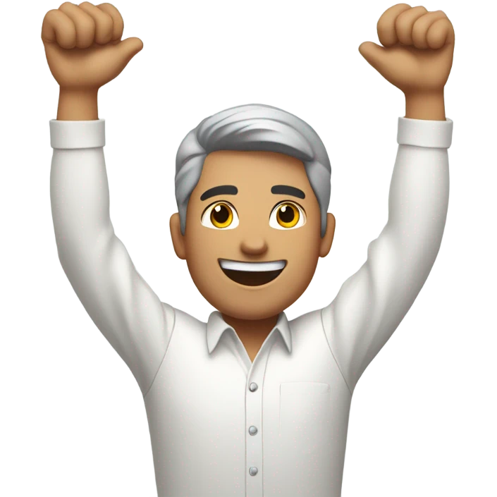 Guy in white long sleeve wins emoji