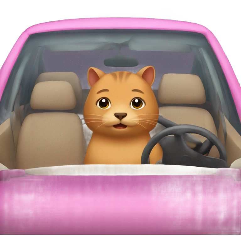 Cat in a car with a capybara  emoji