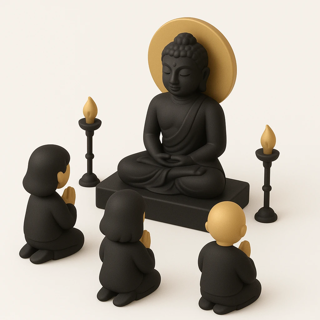 people praying in a Buddhist temple emoji