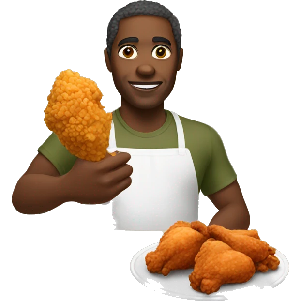 an african man holding fried chicken emoji