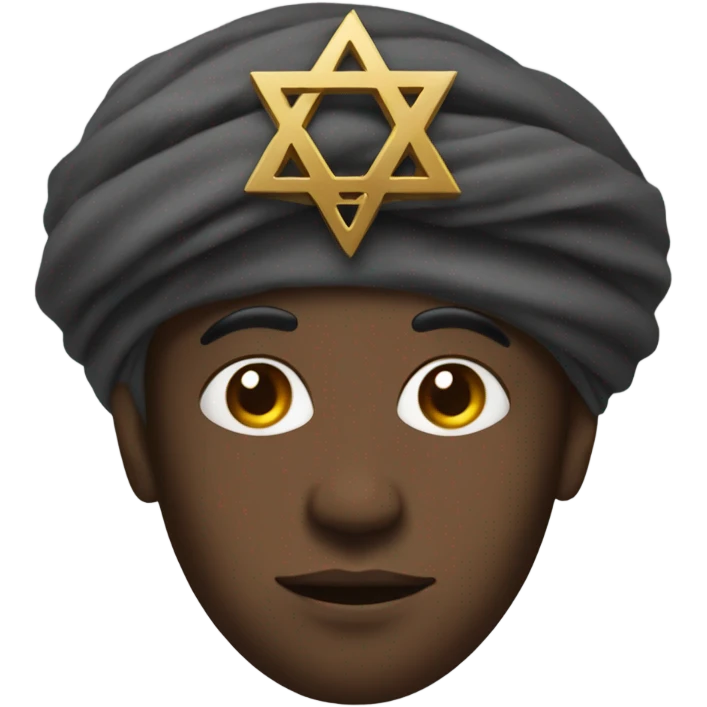 Black person who is Jewish with a turban half droid half human emoji