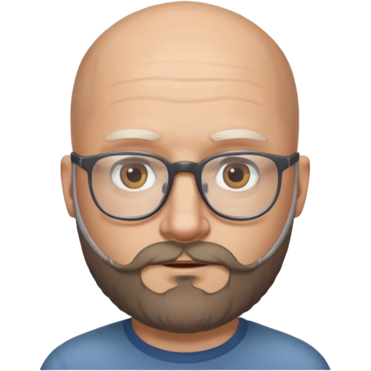 Hola... Quisiera crear un emoji de un pelado blanco con lentes y barba, aproximadamente de 40 años, quiero aclarar, que no tiene canas emoji